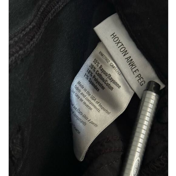 Paige Black Hoxton Ankle Peg Skinny Jeans Denim Mid Rise Frayed Hem Womens 24 - Picture 8 of 8